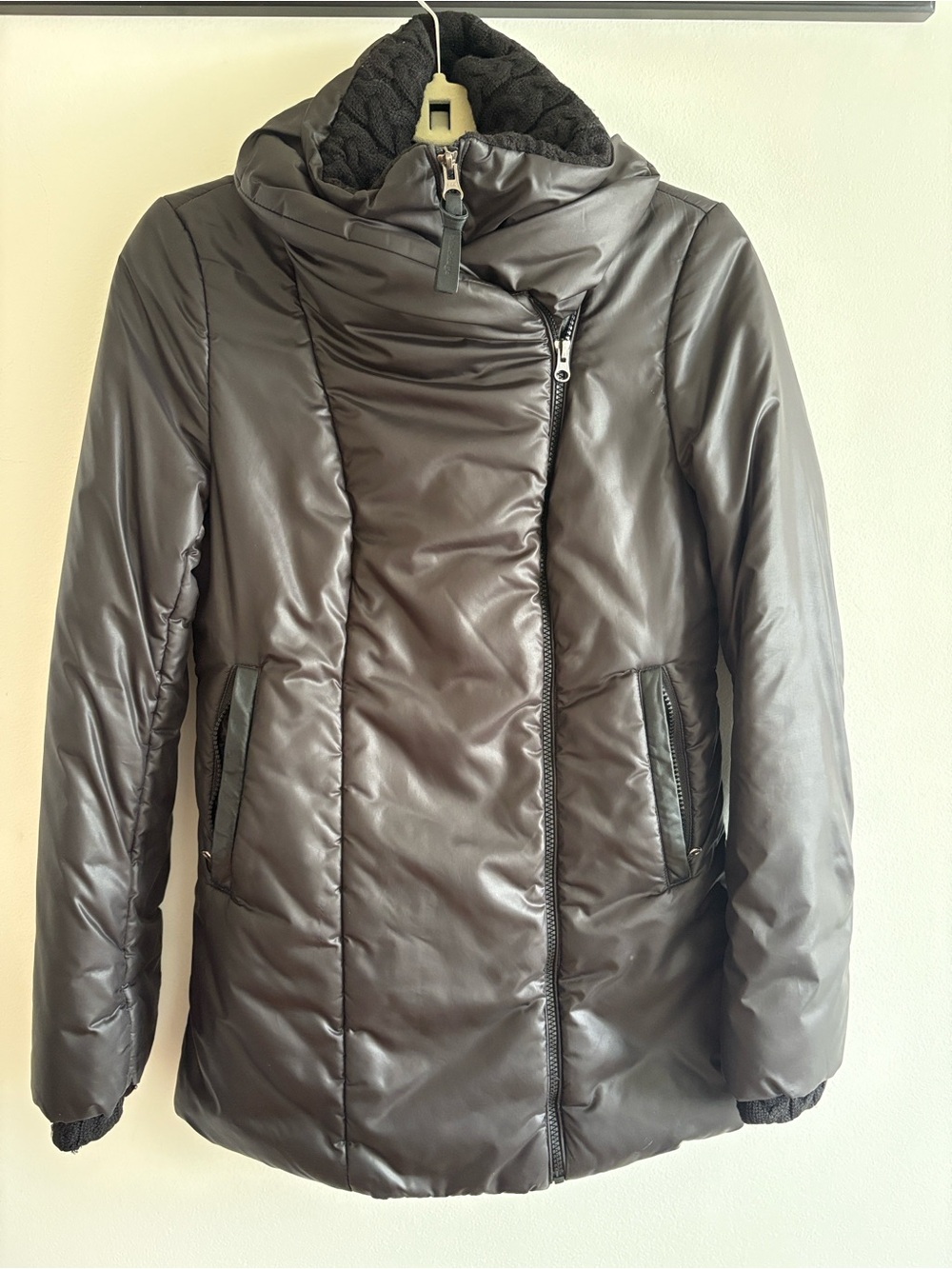 Mackage Women's Black Puffer Coat with Asymmetric Zip